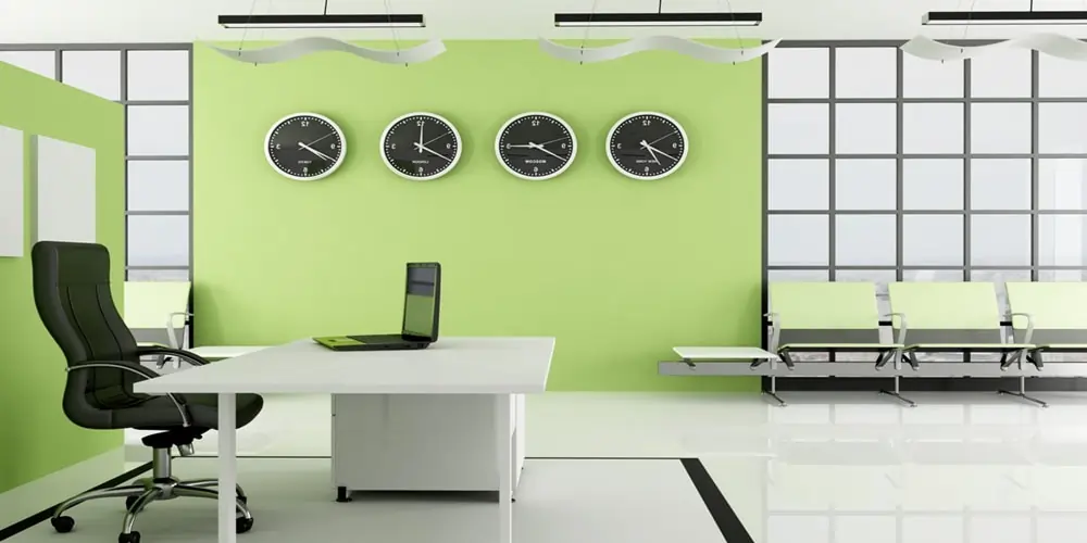 office with green colour
