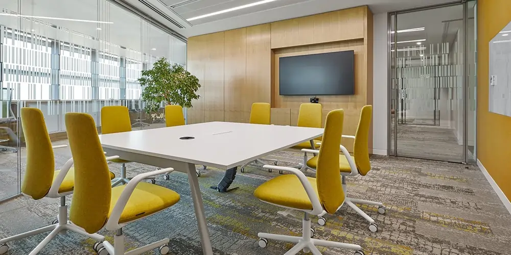 office with yellow colour